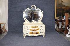 Transitional French Louis XV Art Nouveau Figural Painted Dresser with Mirror