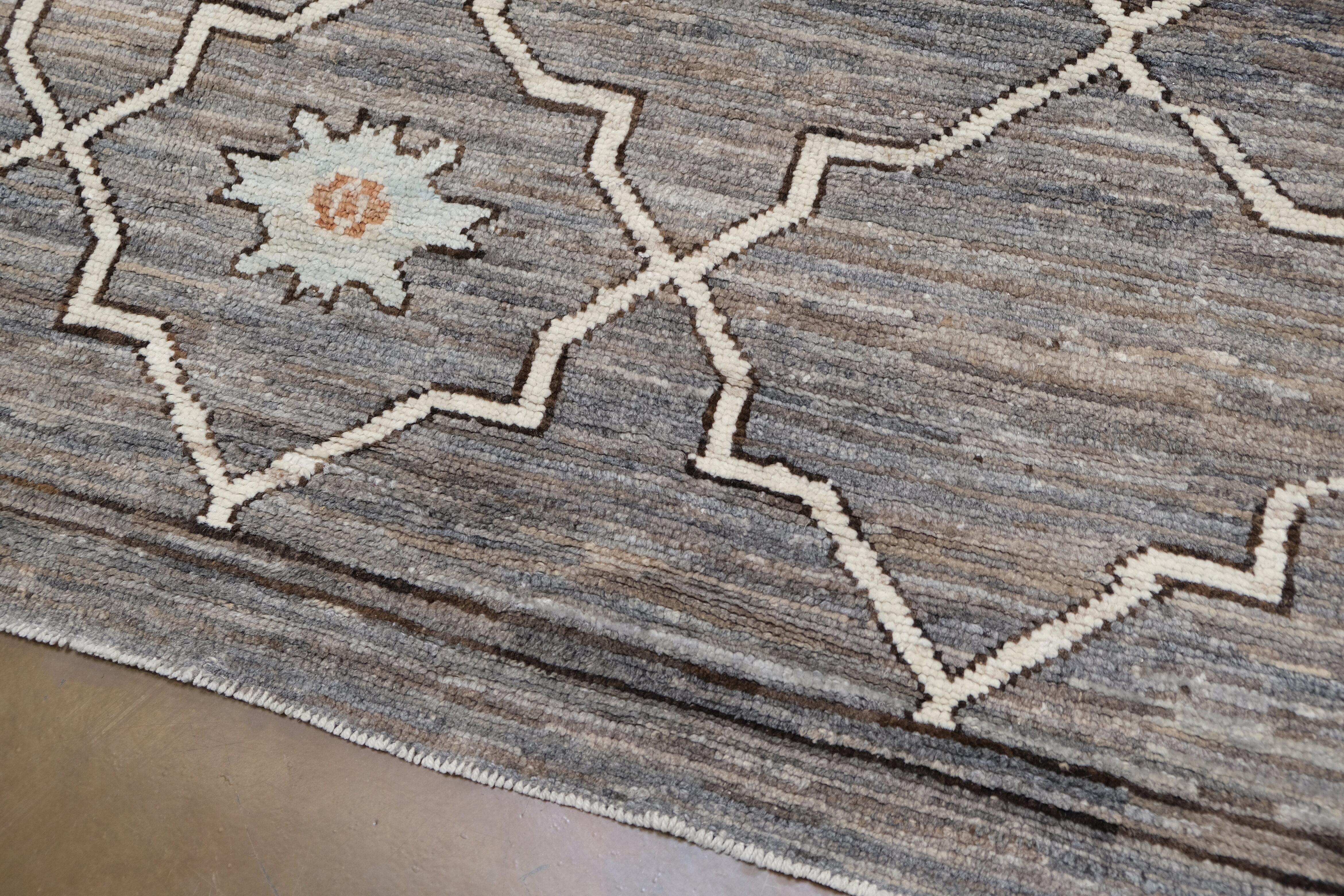 Noué à la main Tapis géométrique transitionnel en laine 10'x14' en vente