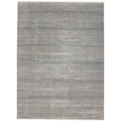 New Transitional Gray Area Rug with Minimalist Contemporary Style