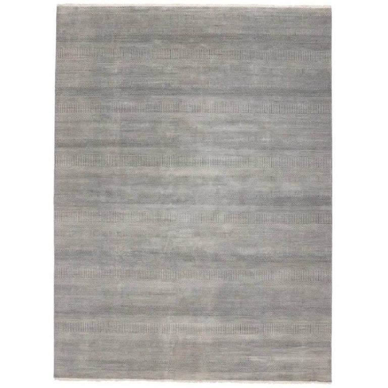 New Transitional Gray Area Rug with Minimalist Contemporary Style For
