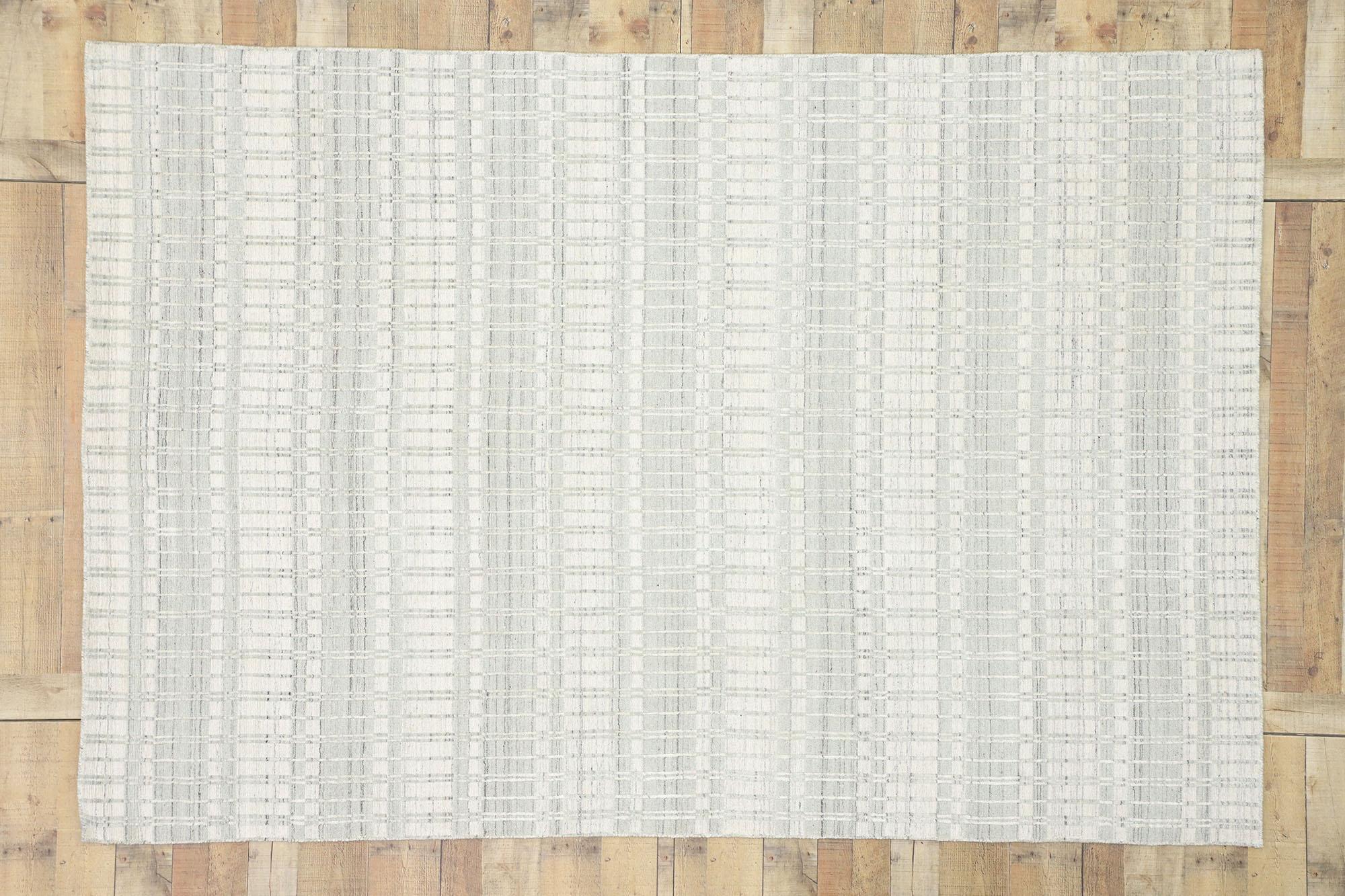 Contemporary New Transitional Gray Area Rug with Scandinavian Modern Swedish Style For Sale