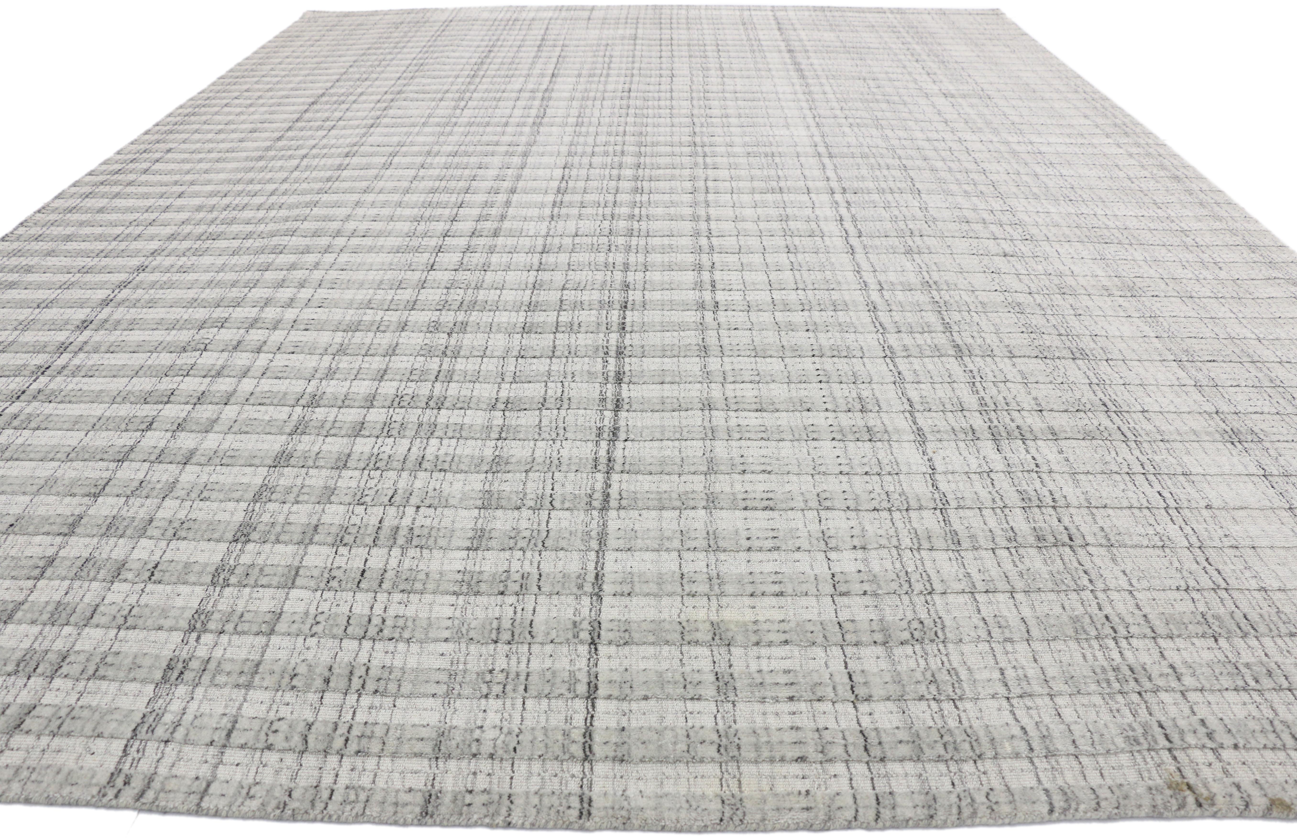 Scandinavian Modern New Transitional Gray Area Rug with Swedish Gustavian Style, Texture Area Rug For Sale