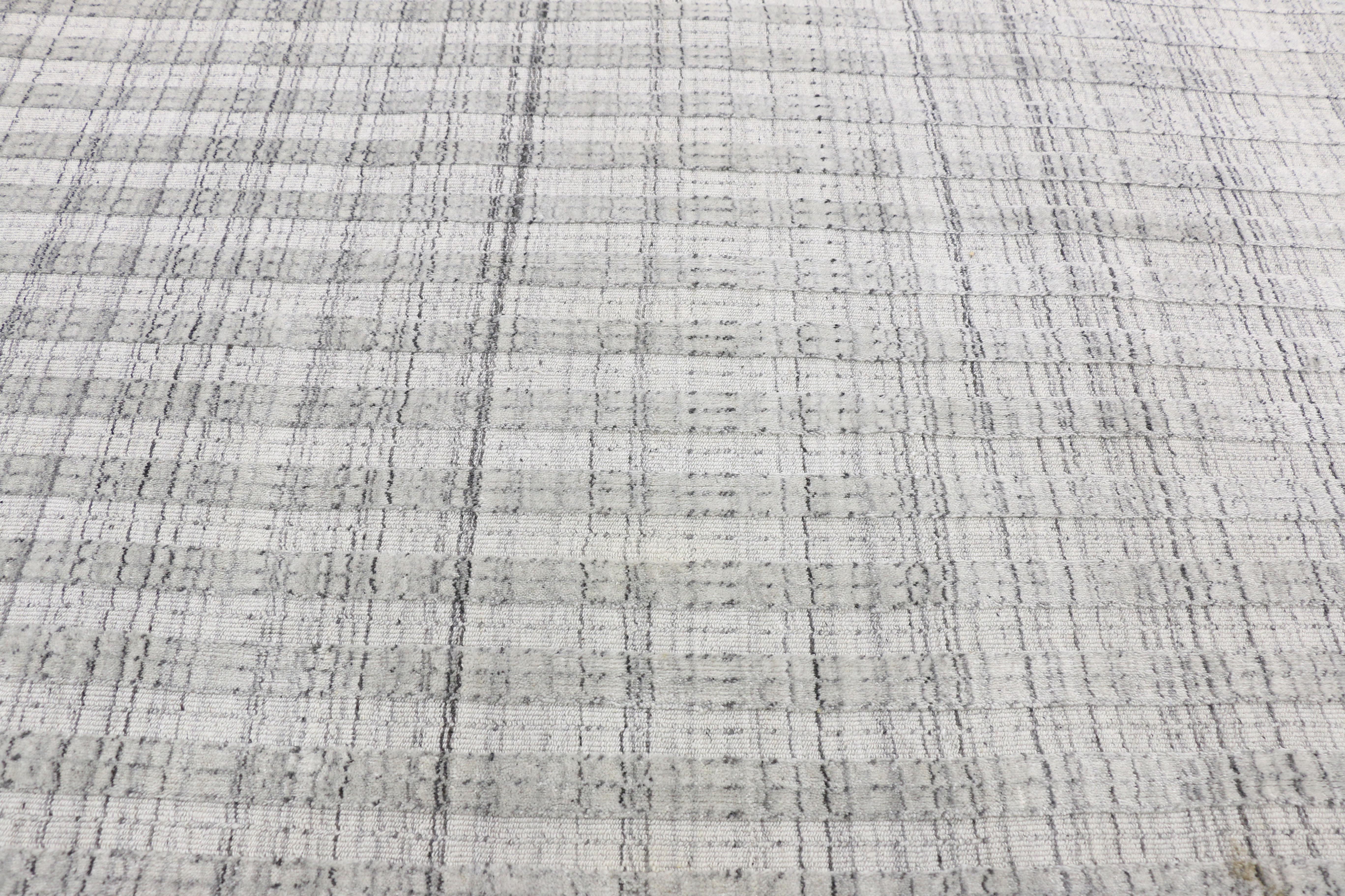Grauer Übergangsteppich im schwedischen Gustavianischen Stil, Textur-Teppich (Indisch) im Angebot