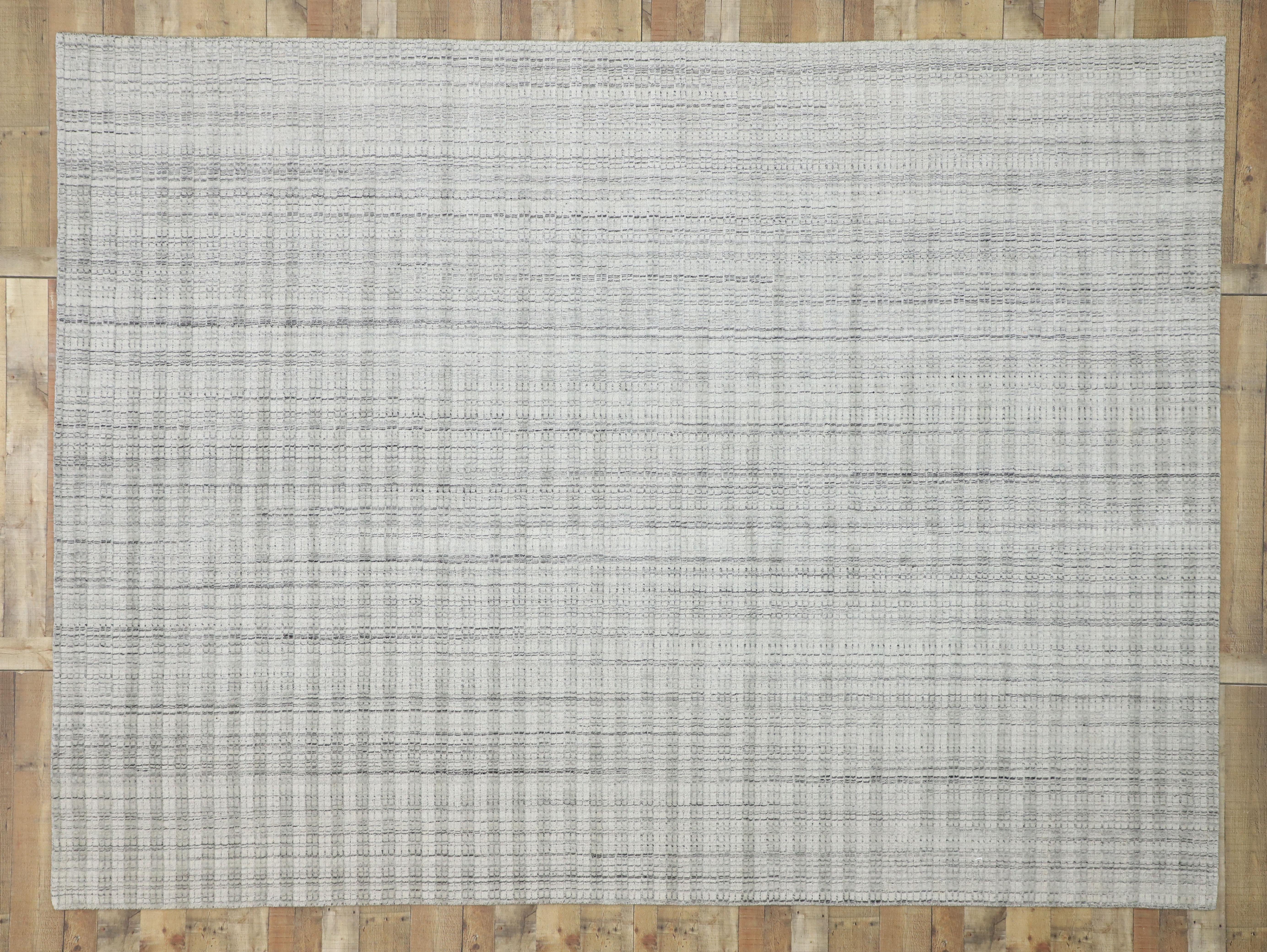 New Transitional Gray Area Rug with Swedish Gustavian Style, Texture Area Rug In New Condition For Sale In Dallas, TX