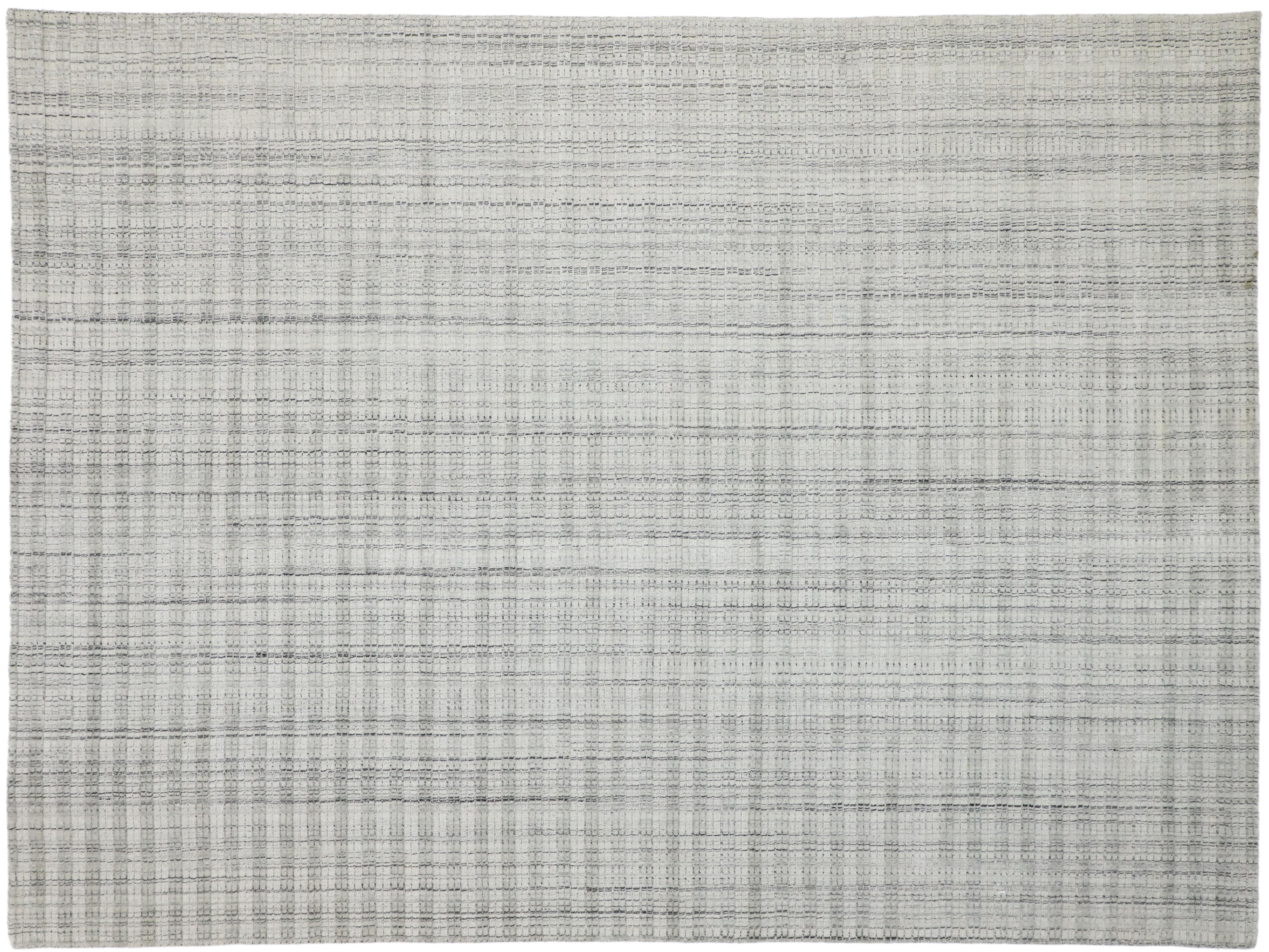 Wool New Transitional Gray Area Rug with Swedish Gustavian Style, Texture Area Rug For Sale