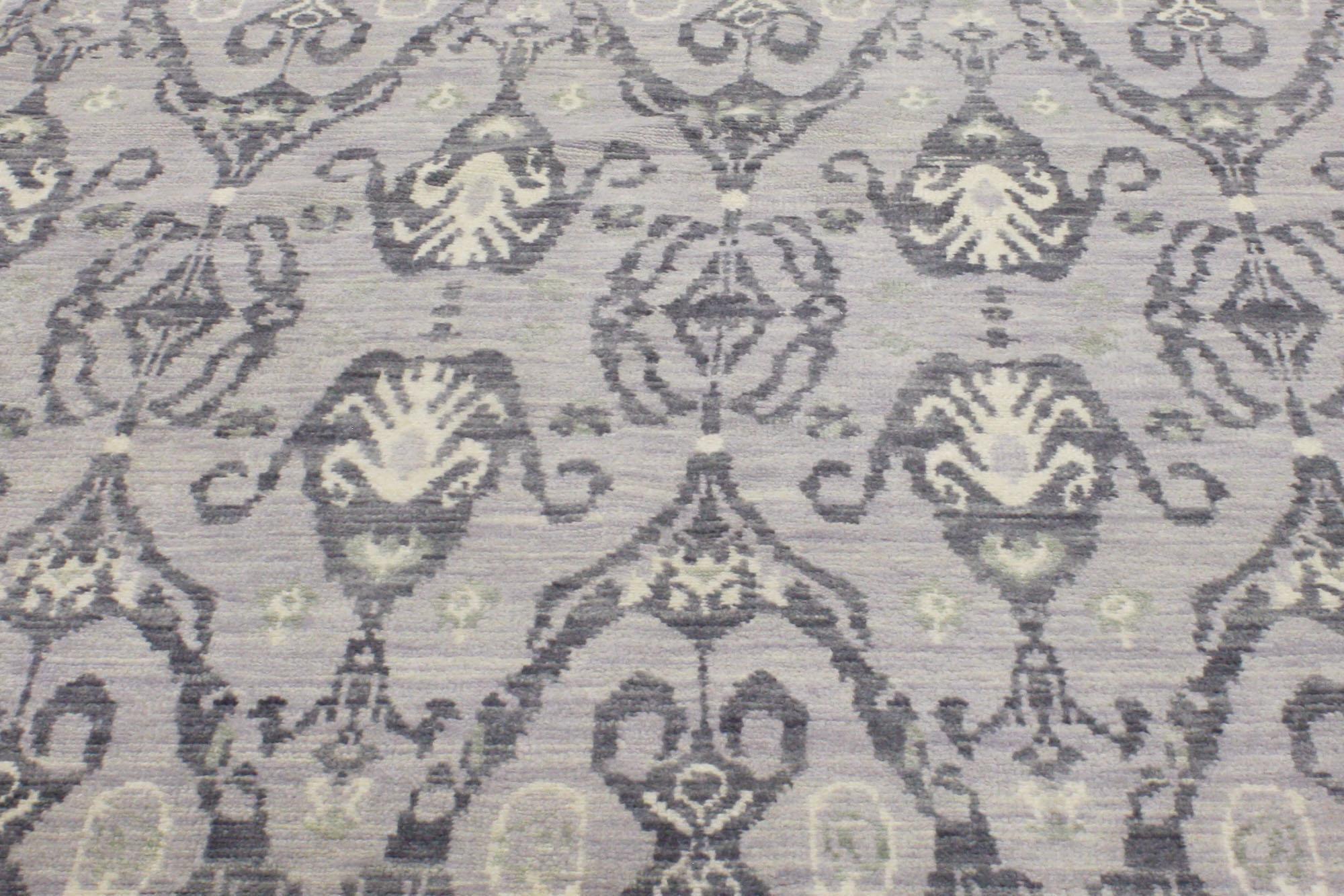 Transitional Gray Damask Ikat Area Rug, Global Chic Meets Modern Elegance In New Condition For Sale In Dallas, TX