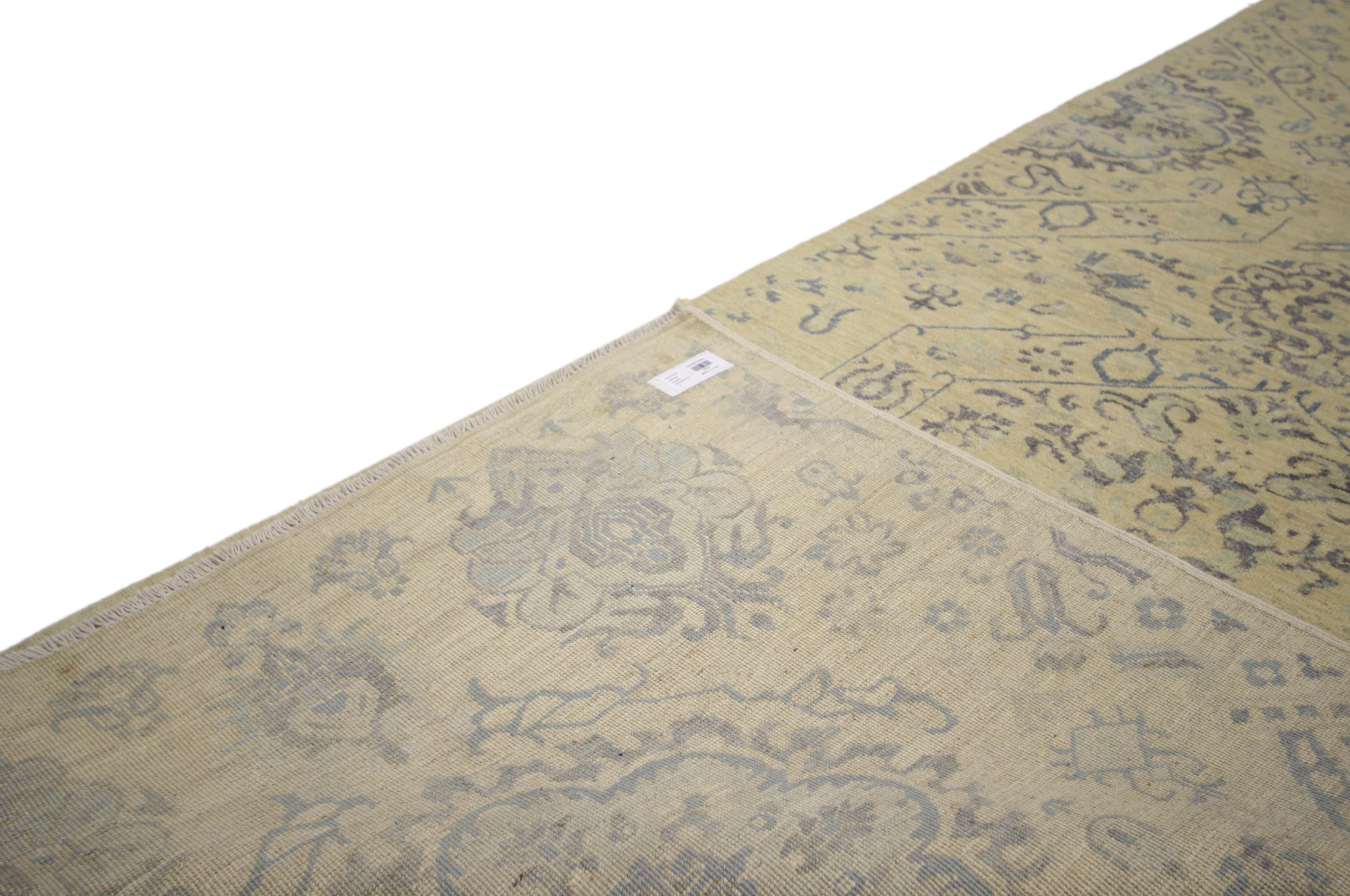 New Transitional Hallway Runner with Romantic Chinoiserie Chic Style  In New Condition For Sale In Dallas, TX