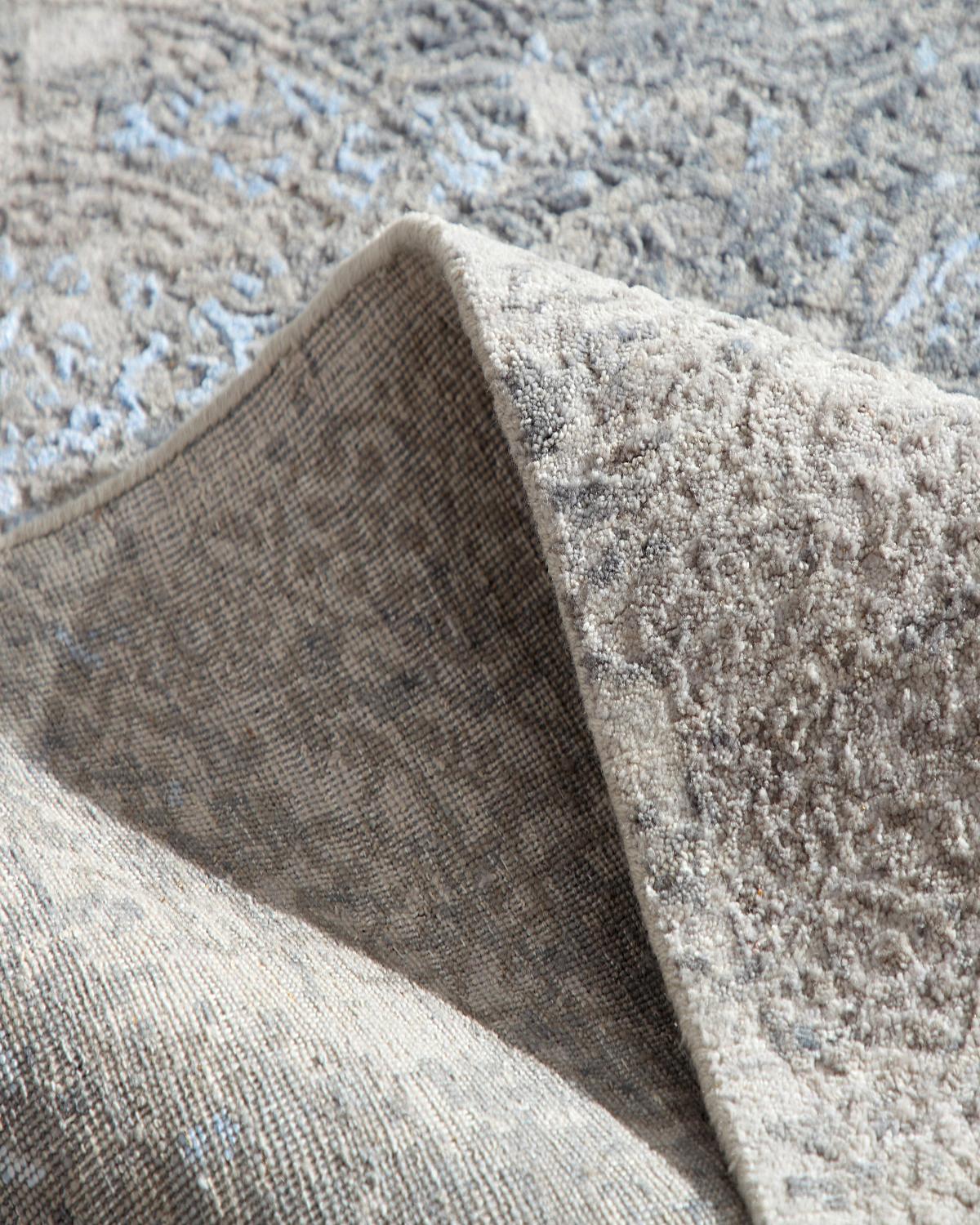 Hand-Knotted One-of-a-Kind Modern Wool Viscose Blend Handmade Area Rug, Slate, 7' 11 x 9' 11