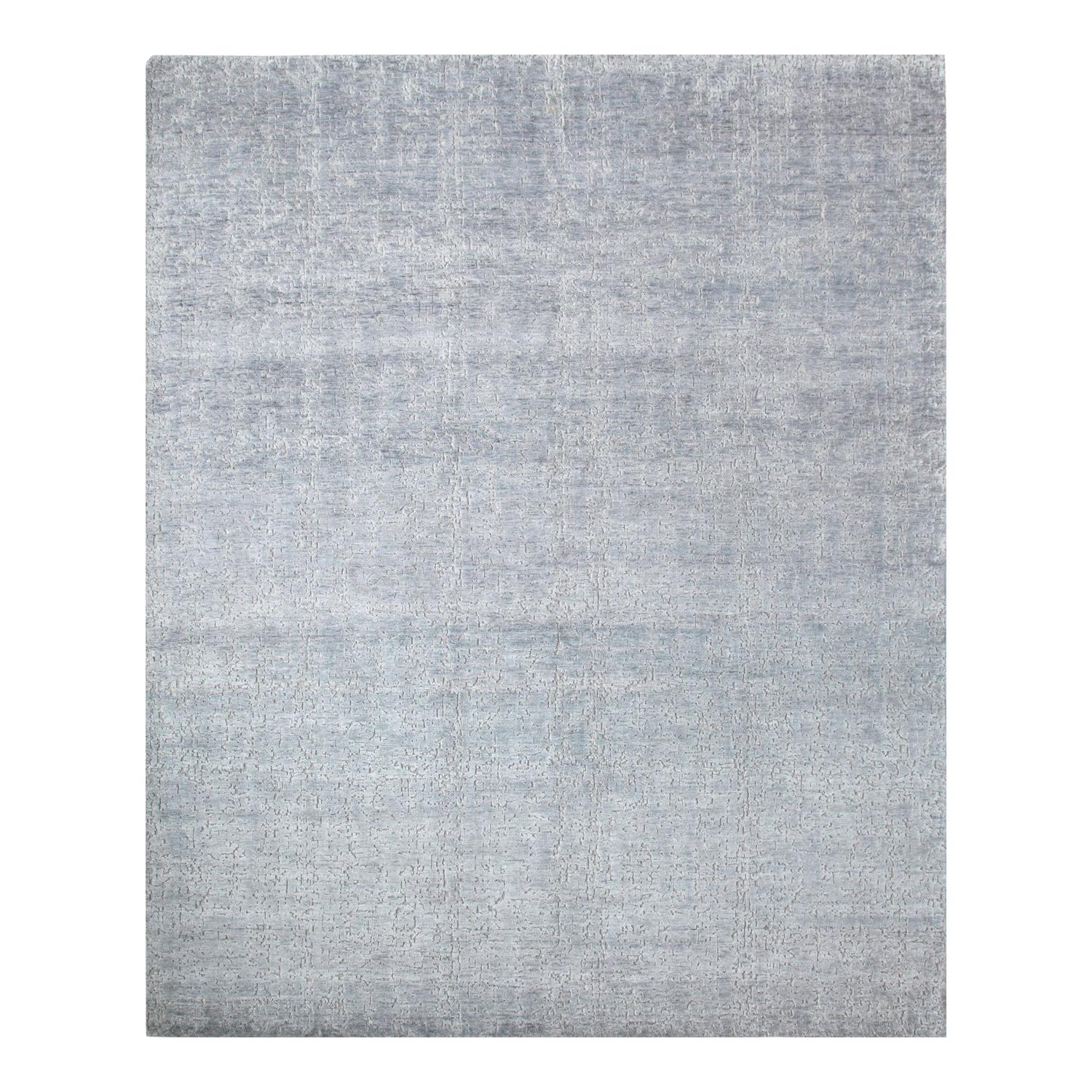 One-of-a-Kind Transitional Wool Viscose Blend Handmade Area Rug, Mist, 7'9 x 9'9