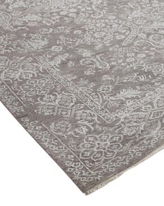 One-of-a-Kind Modern Wool Viscose Blend Hand-Knotted Area Rug, Trout, 8 x 10' 1
