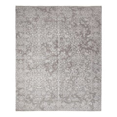 One-of-a-Kind Modern Wool Viscose Blend Hand-Knotted Area Rug, Trout, 8 x 10' 1