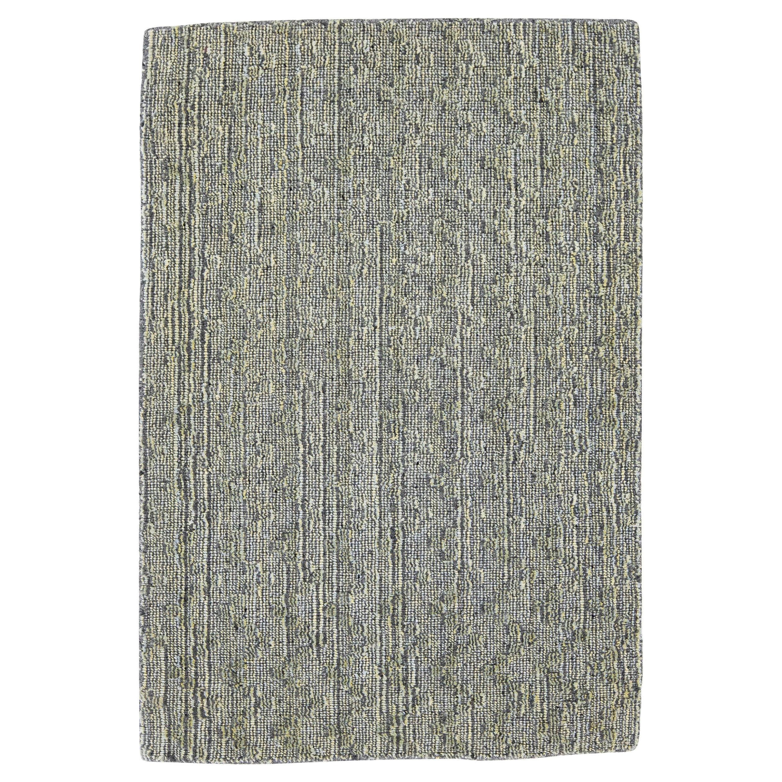 Tapis transitionnel en laine et soie multicolore fait main sur mesure en vente