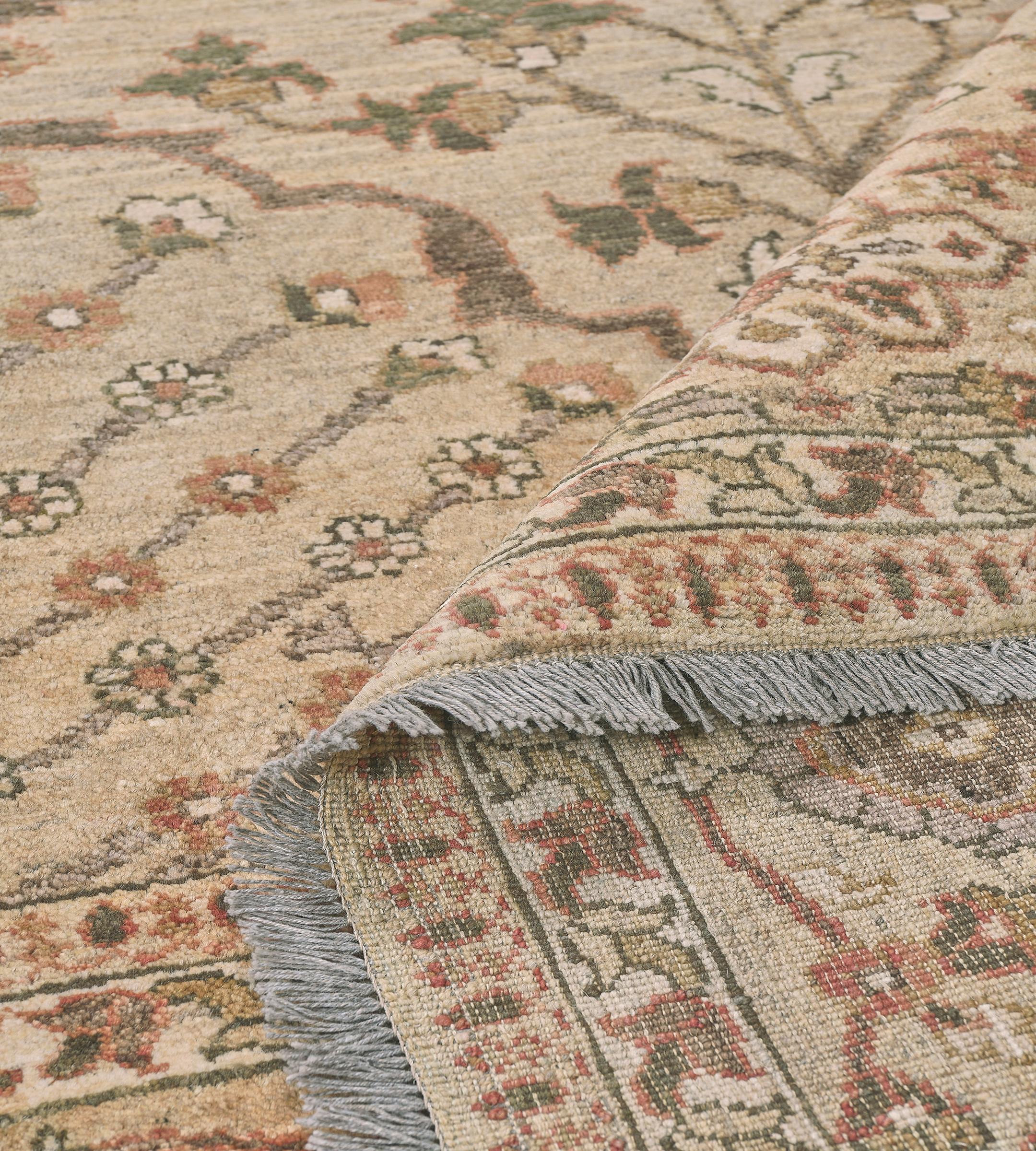Transitional Handgewebter Agra-Teppich im Angebot 4