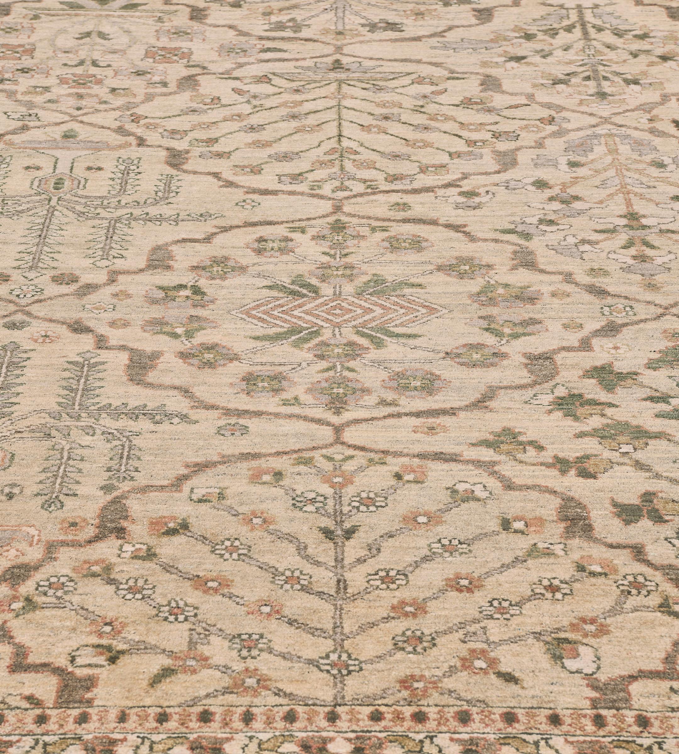 Transitional Handgewebter Agra-Teppich im Angebot 2