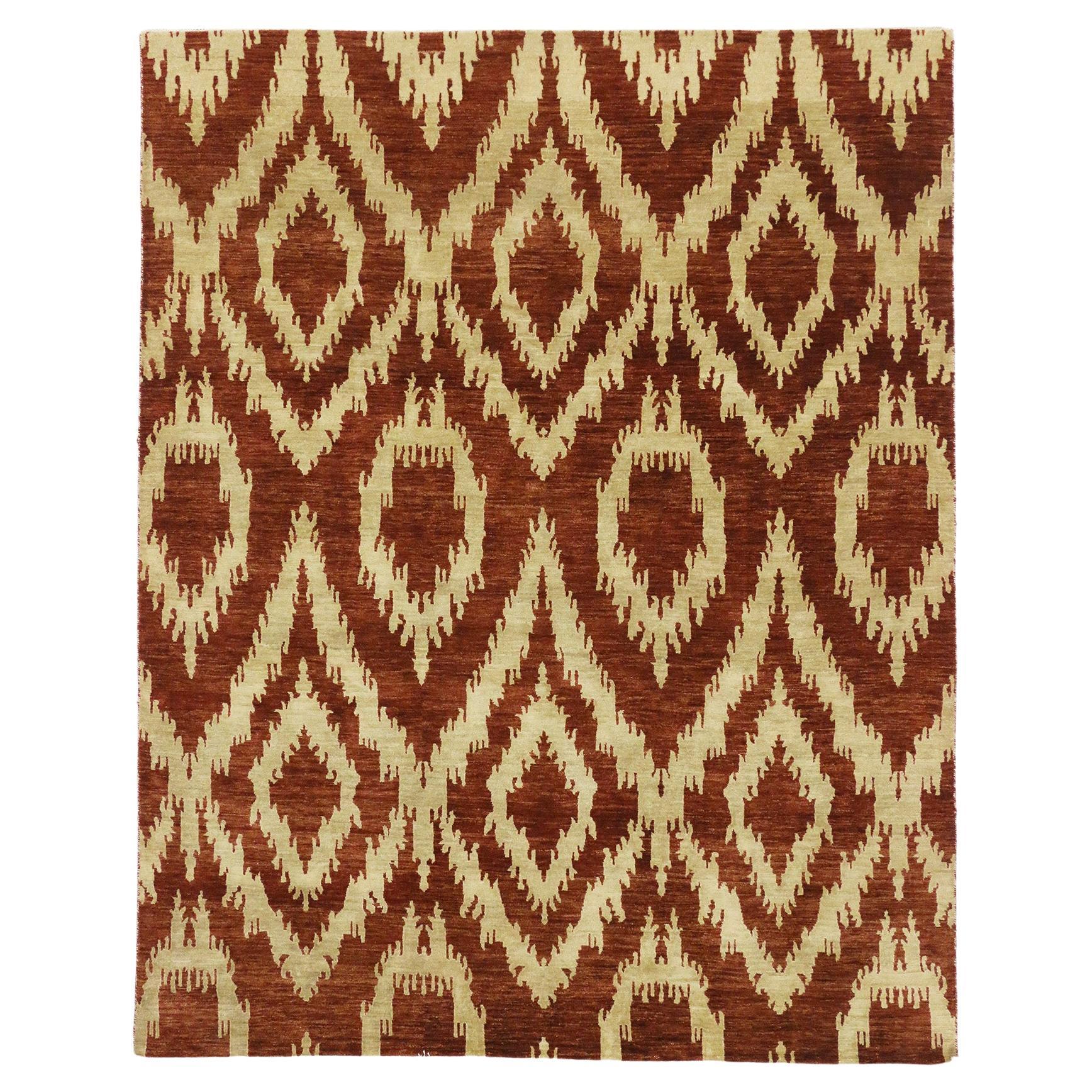 Un nuovo tappeto Ikat contemporaneo con uno stile transitorio