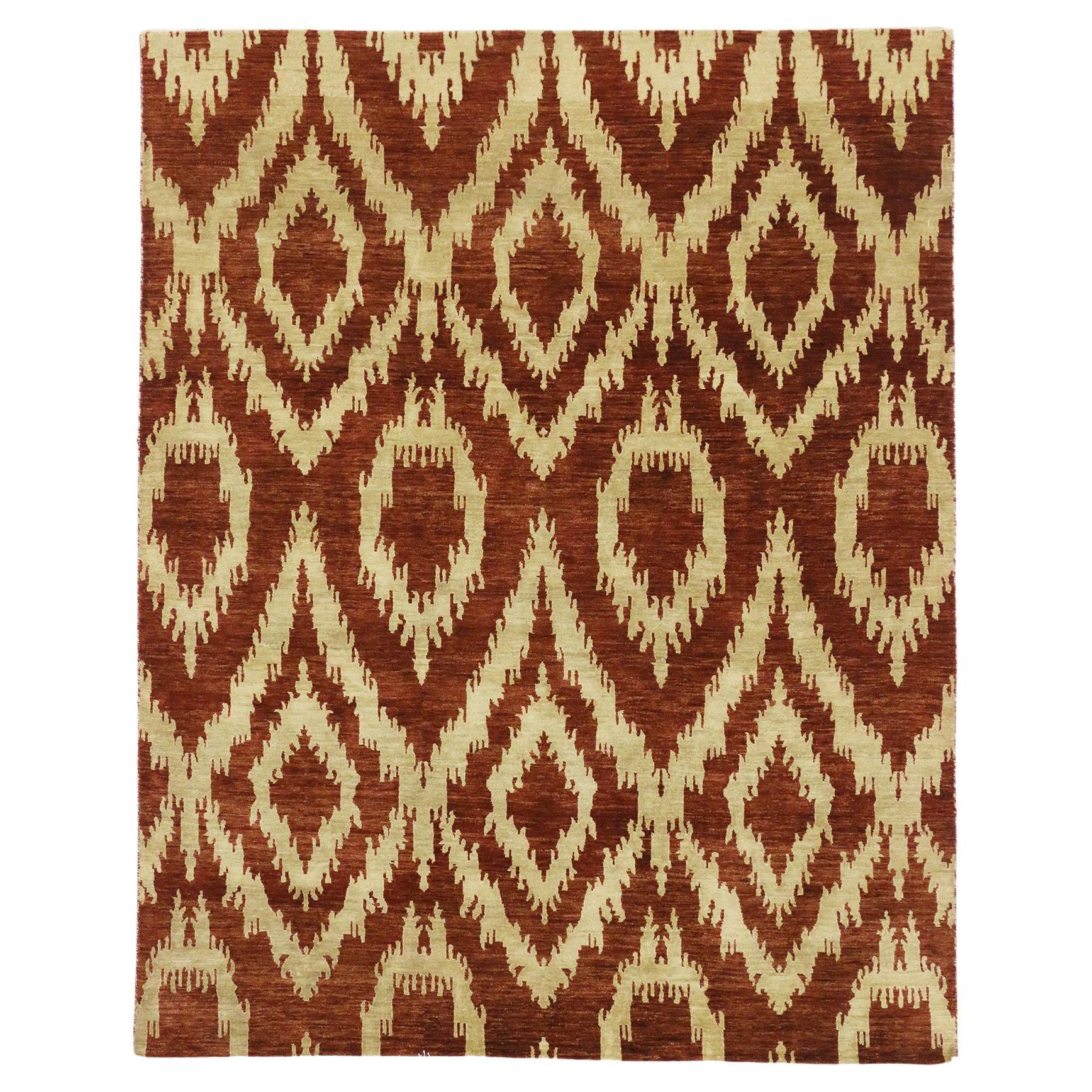 Transitional Ikat Area Rug, Classic Elegance Meets Modern Rustic