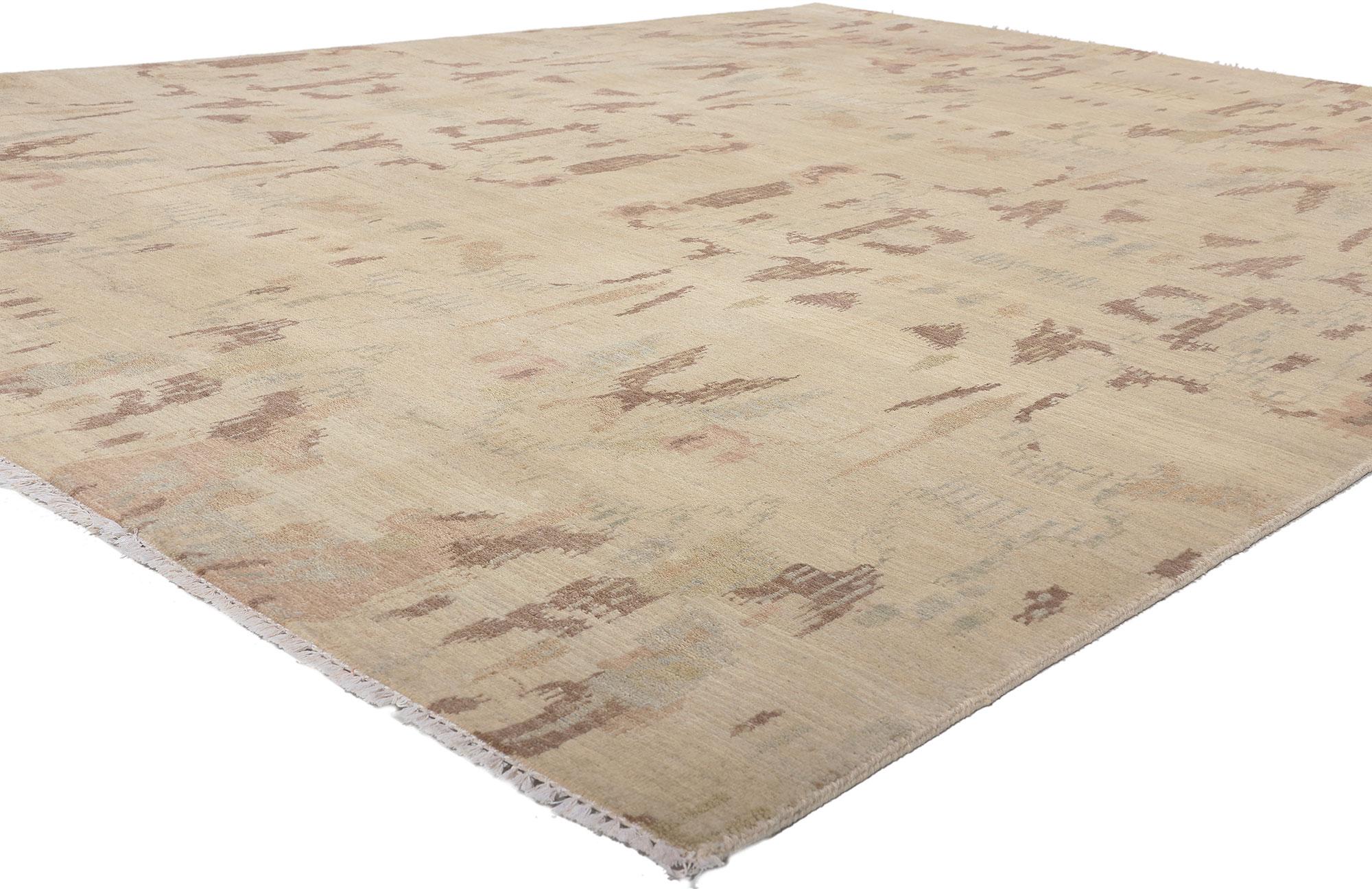30296 Transitional Ikat Rug, 07'11 x 10'00.
Earth-tone elegance meets subtle sophistication in this hand knotted wool transitional area rug. The primitive ikat design and neutral earthy colors woven into this piece work together creating a soft and