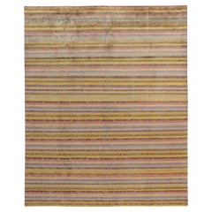 Transitional Indian Striped Area Rug, Classic Elegance Meets Bucolic Charm