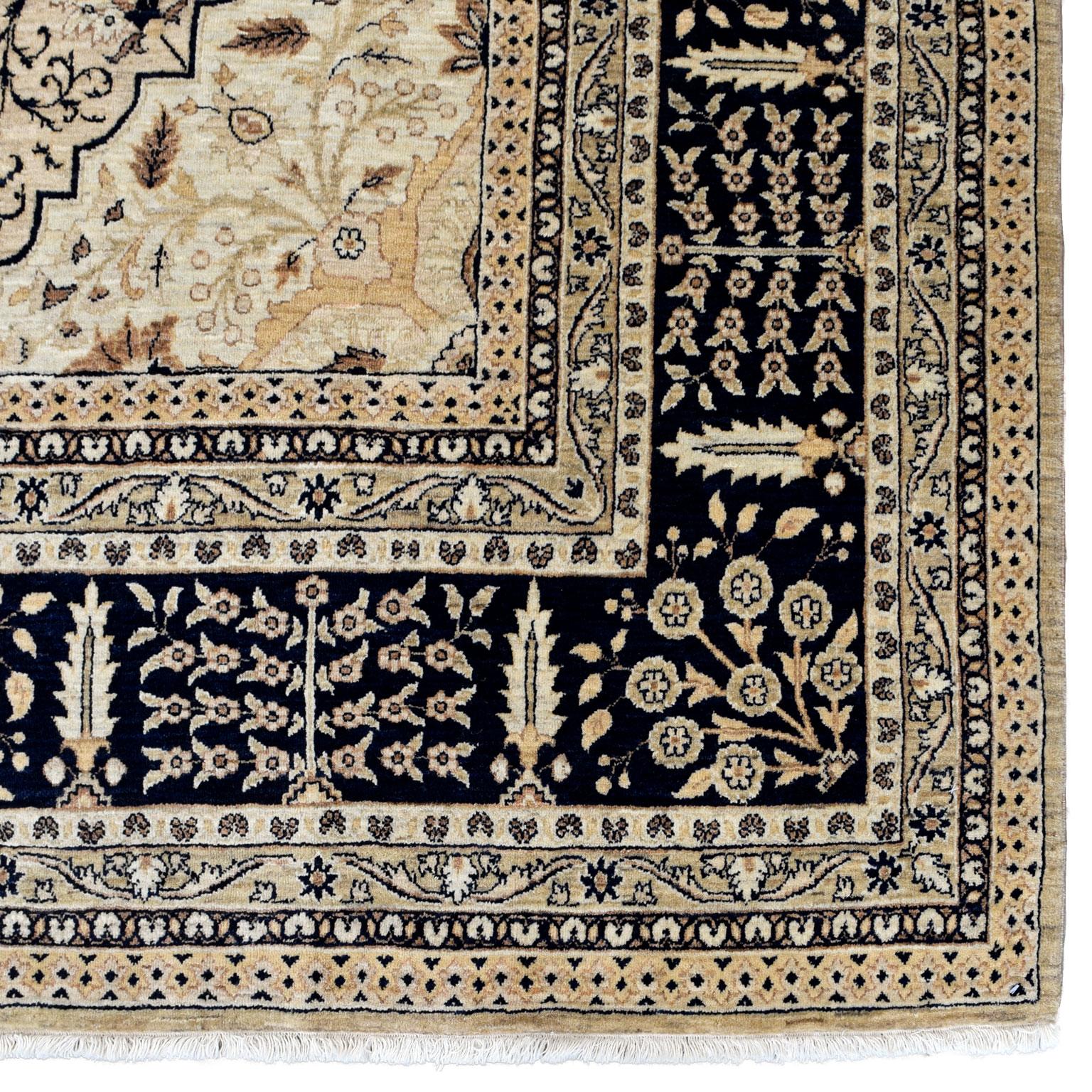 Lana Tappeto persiano Transitional Ivory Mohtashan Kashan Wool, annodato a mano, 9' x 12' in vendita