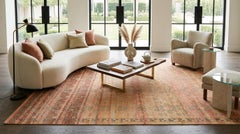 Tapis transitionnel en laine à motifs Khotan dans les tons terre cuite, or et Sage
