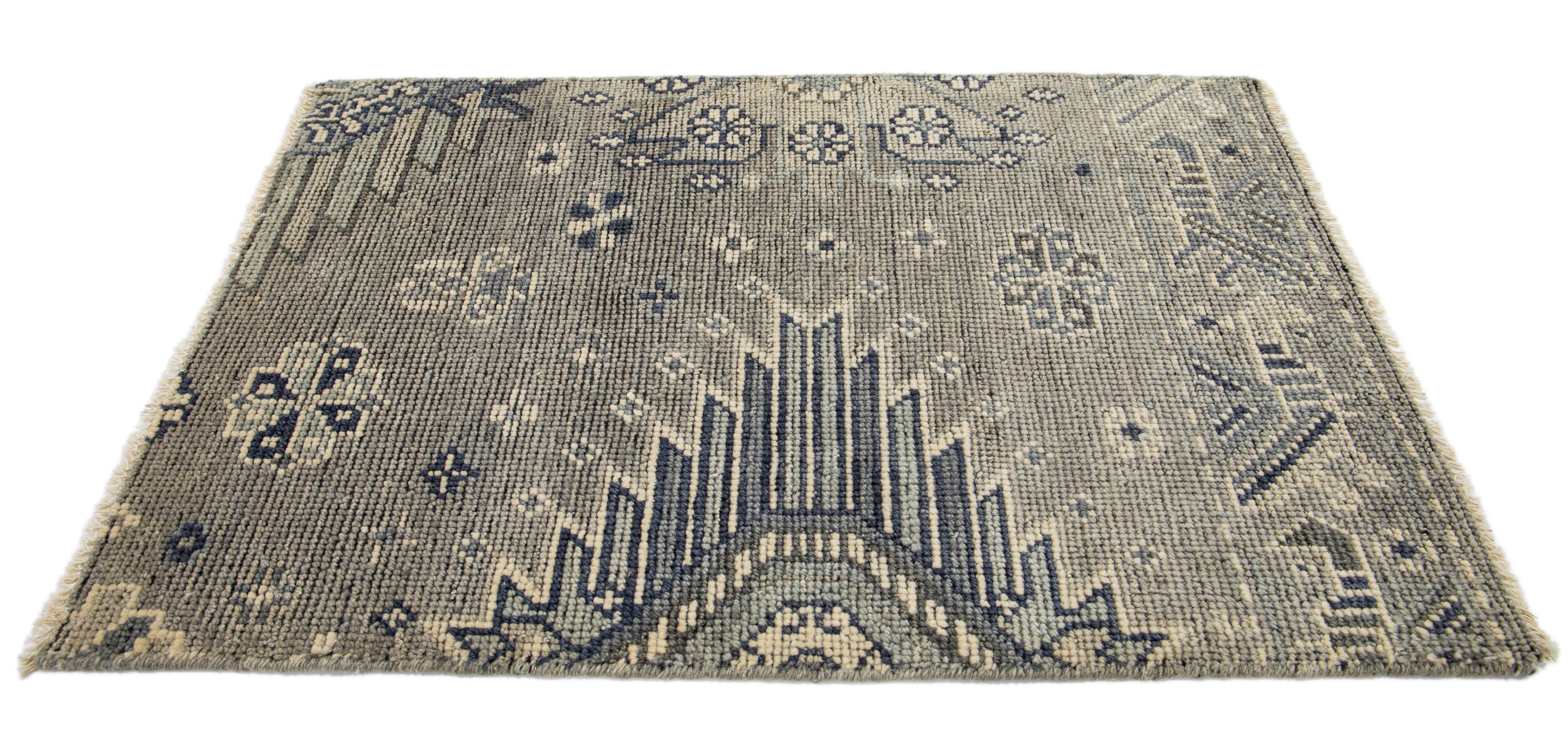 Apadana's Modern Khotan Style custom wool rug. Custom sizes and colors made-to-order. 

Material: Wool 
Techniques: Hand-Knotted
Style: Vintage Khotan
Lead time: Approx. 15-16 wks available 
Colors: As shown, other custom colors are available.