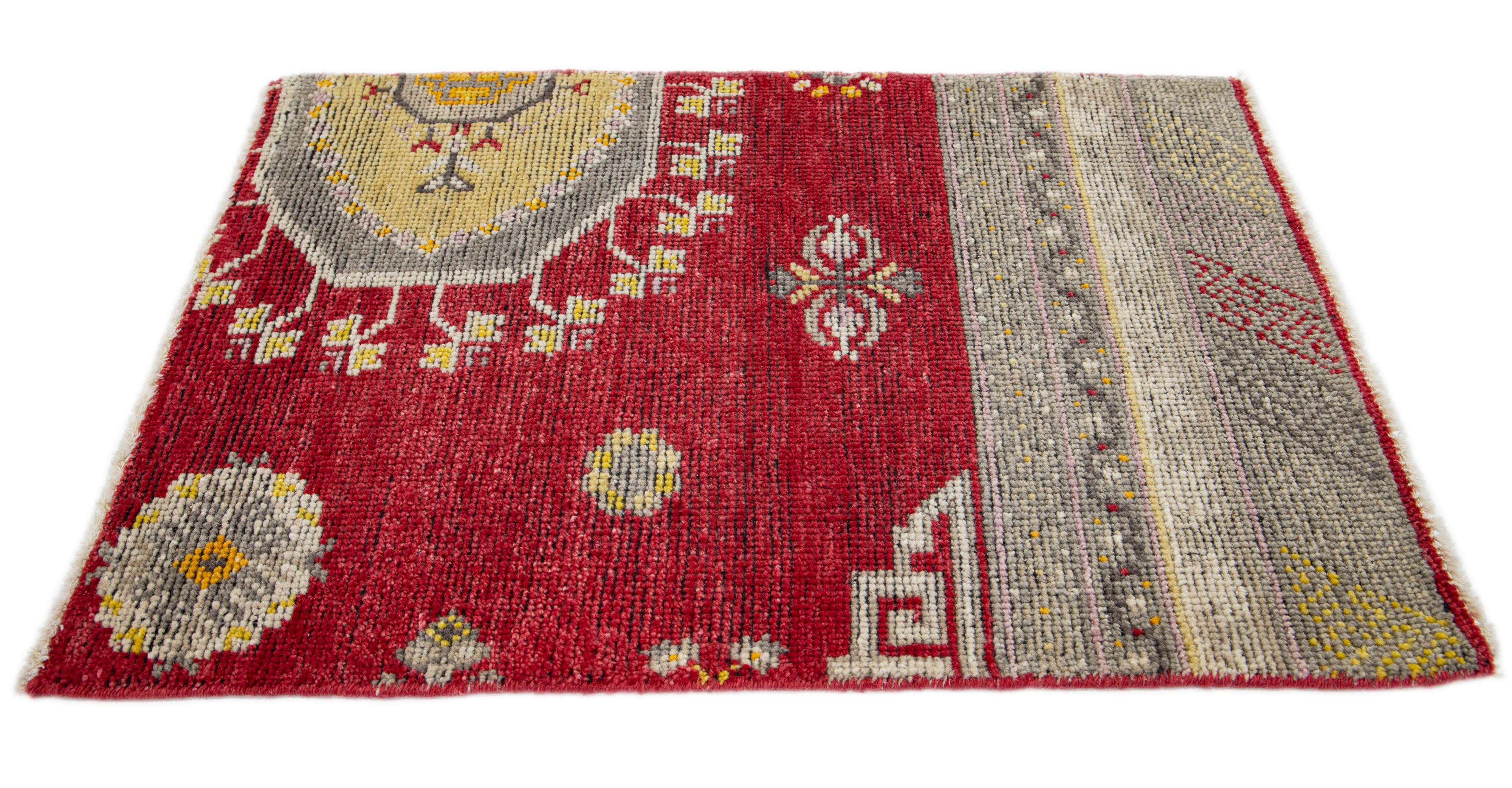 Apadana's Modern Khotan Style custom wool rug. Custom sizes and colors made-to-order. 

Material: Wool 
Techniques: Hand-Knotted
Style: Vintage Khotan
Lead time: Approx. 15-16 wks available 
Colors: As shown, other custom colors are available.