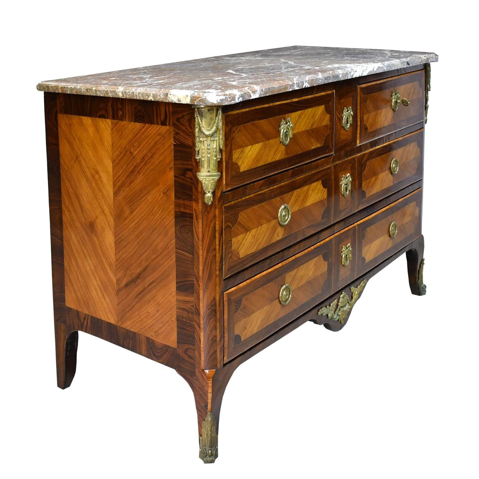 18th Century Transitional Louis XV/ XVI Chest of Drawers with Marble Top, France, circa 1775