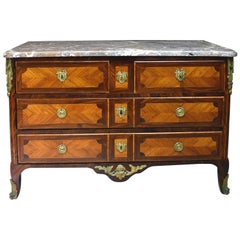 Antique Transitional Louis XV/ XVI Chest of Drawers with Marble Top, France, circa 1775