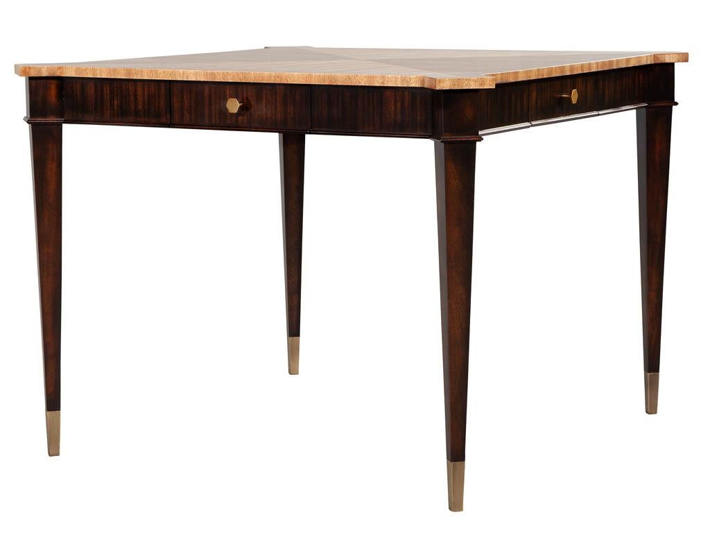 Transitional Mahogany Games Table in 2 Tone Natural Finish 4