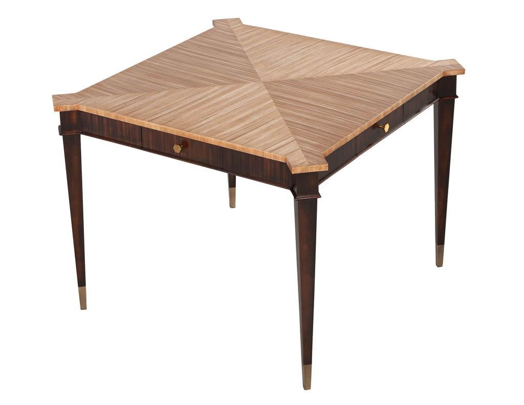 Contemporary Transitional Mahogany Games Table in 2 Tone Natural Finish