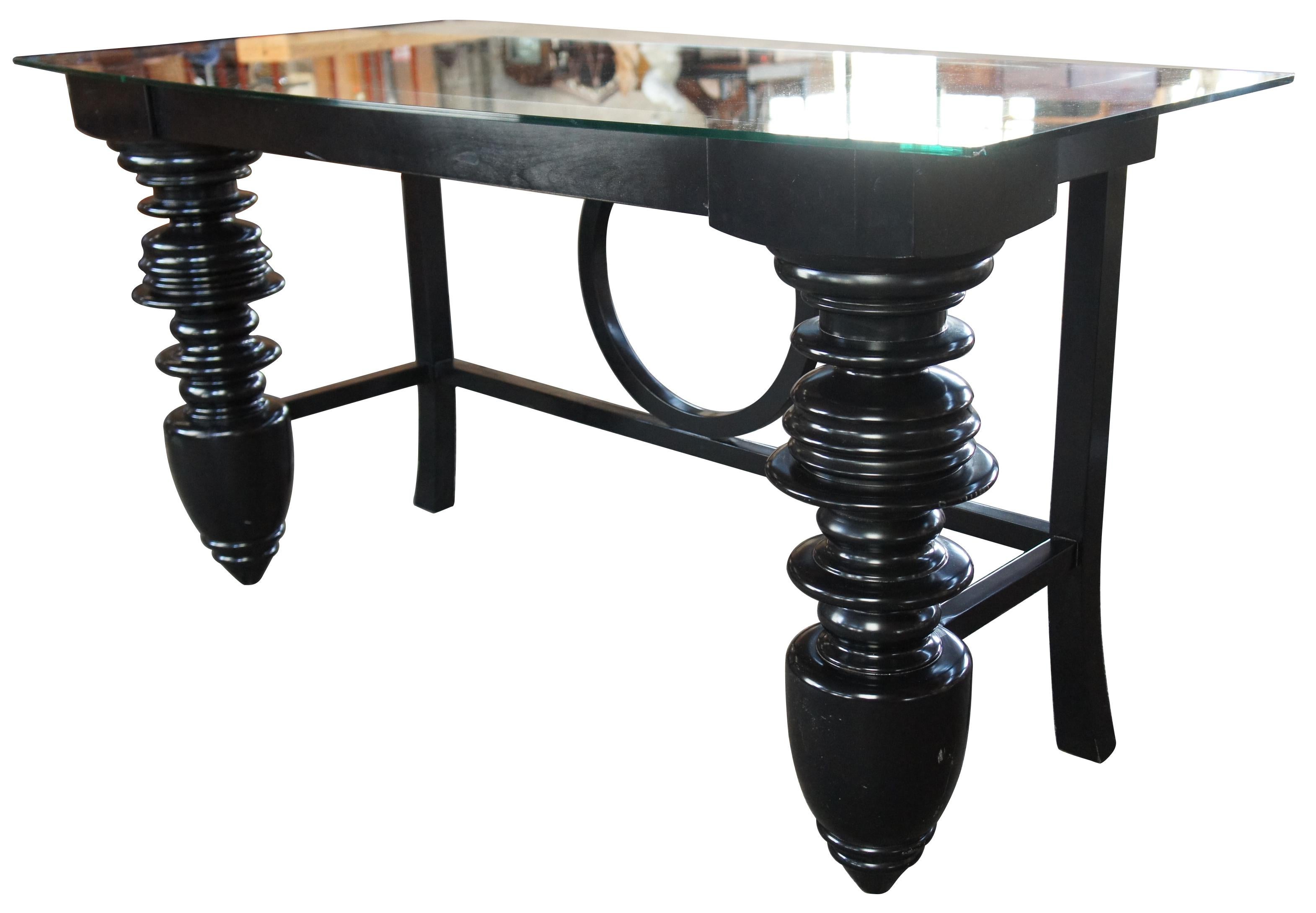 Transitional Modern Black Turned Writing Desk or Library Console Table (Moderne)