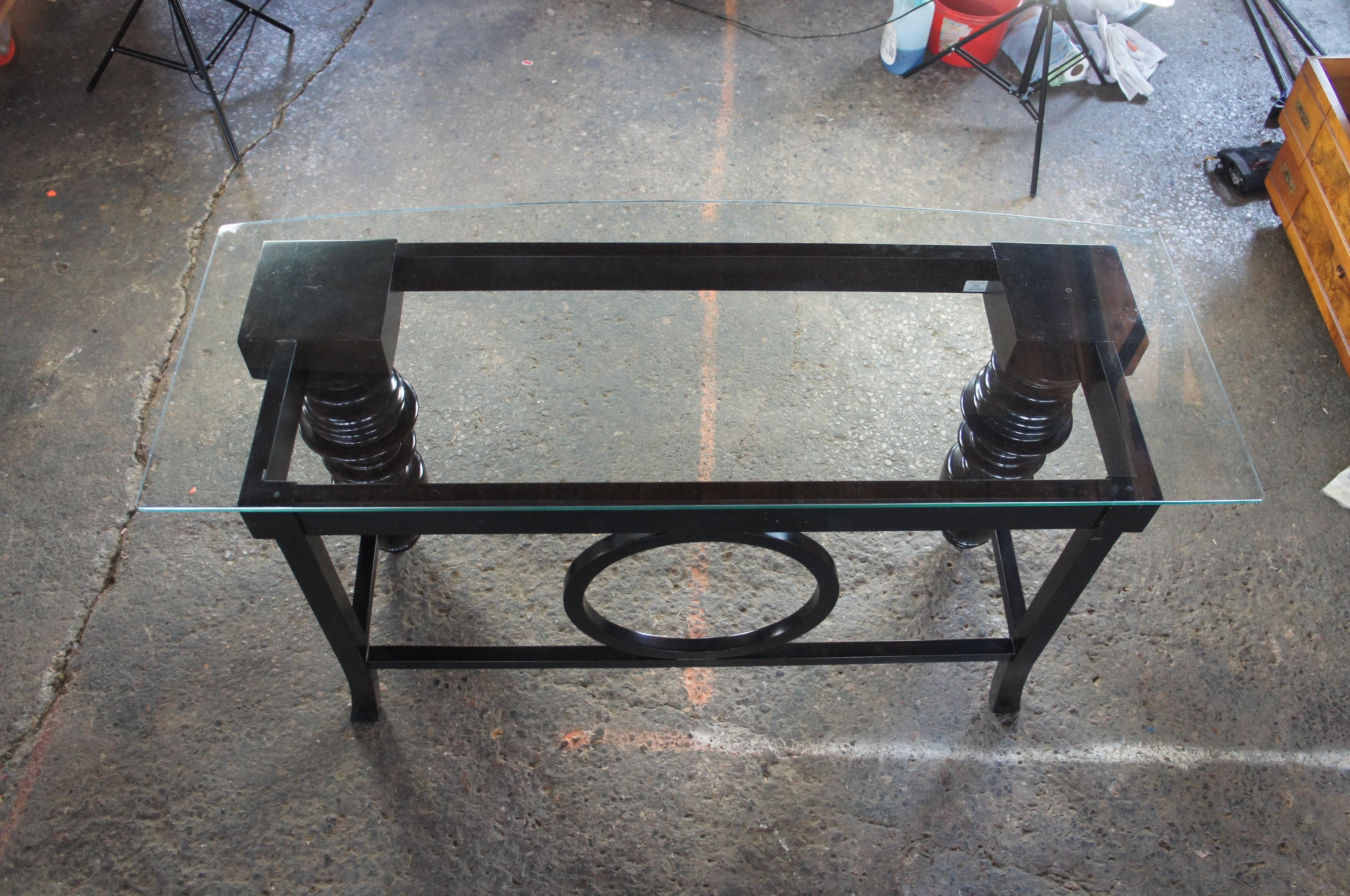 Transitional Modern Black Turned Writing Desk or Library Console Table im Zustand „Gut“ in Dayton, OH