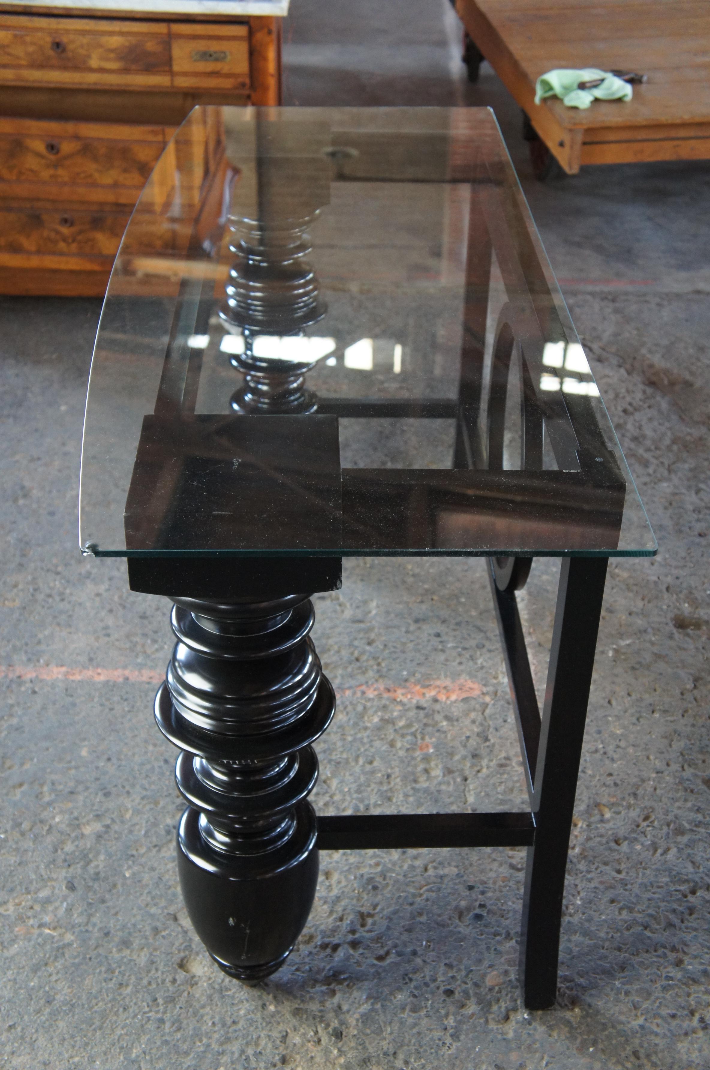 Transitional Modern Black Turned Writing Desk or Library Console Table In Good Condition In Dayton, OH