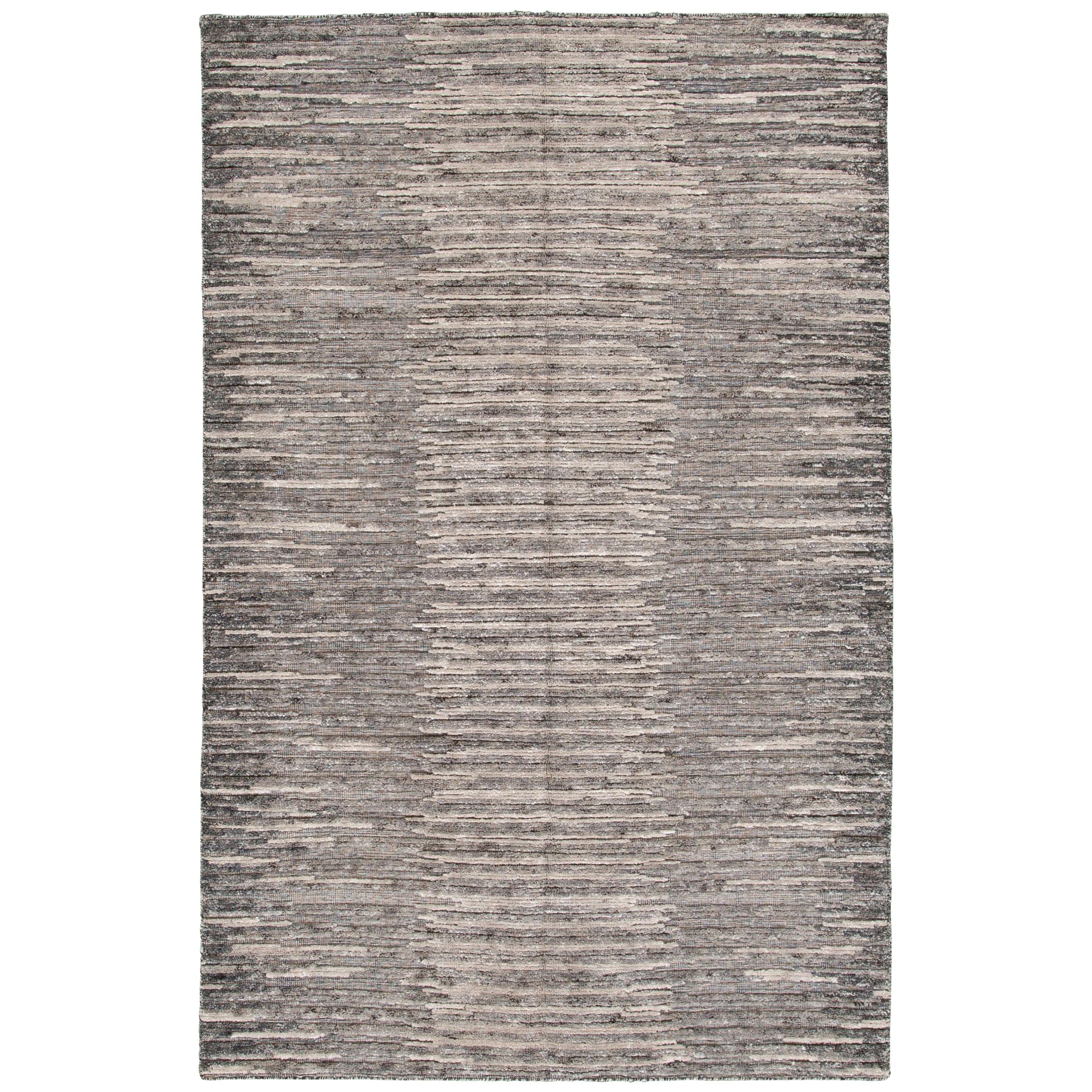 Transitional Modern Indian Silver Rug For Sale