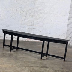 Transitional Monumental Mahogany Demilune Console Table Black Painted Finish