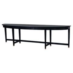 Transitional Monumental Mahogany Demilune Console Table Black Painted Finish