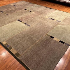 Transitional Nepalese Hand-Knotted Inlay Wool Area Rug 9x12