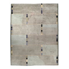 Transitional Nepalese Hand-Knotted Inlay Wool Area Rug 9x12