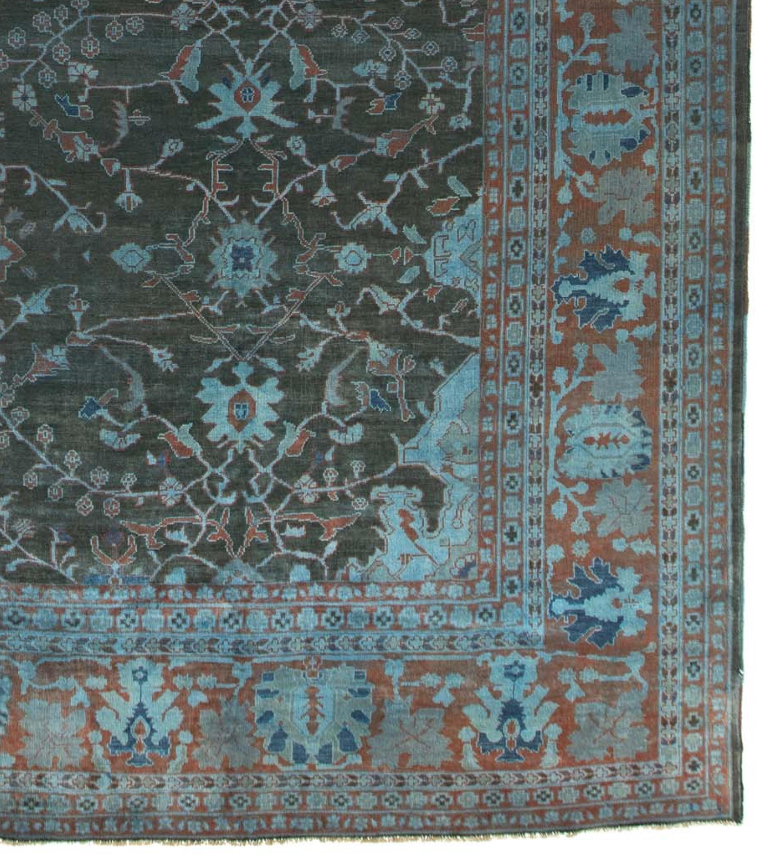 Pakistani Transitional New Over-Dyed Blue Pakistan Large Rug For Sale