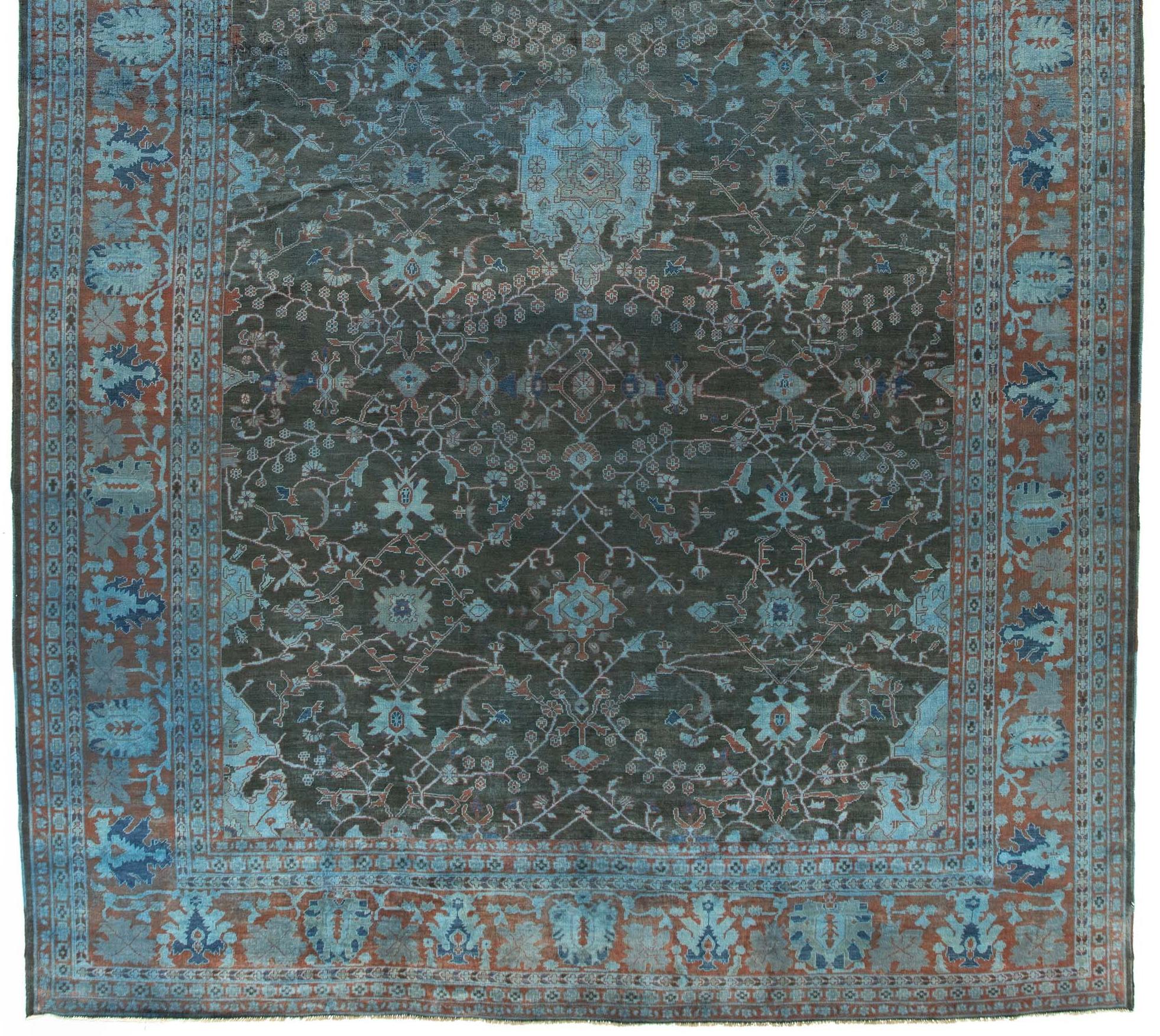 Transitional New Over-Dyed Blue Pakistan Large Rug In New Condition For Sale In Evanston, IL