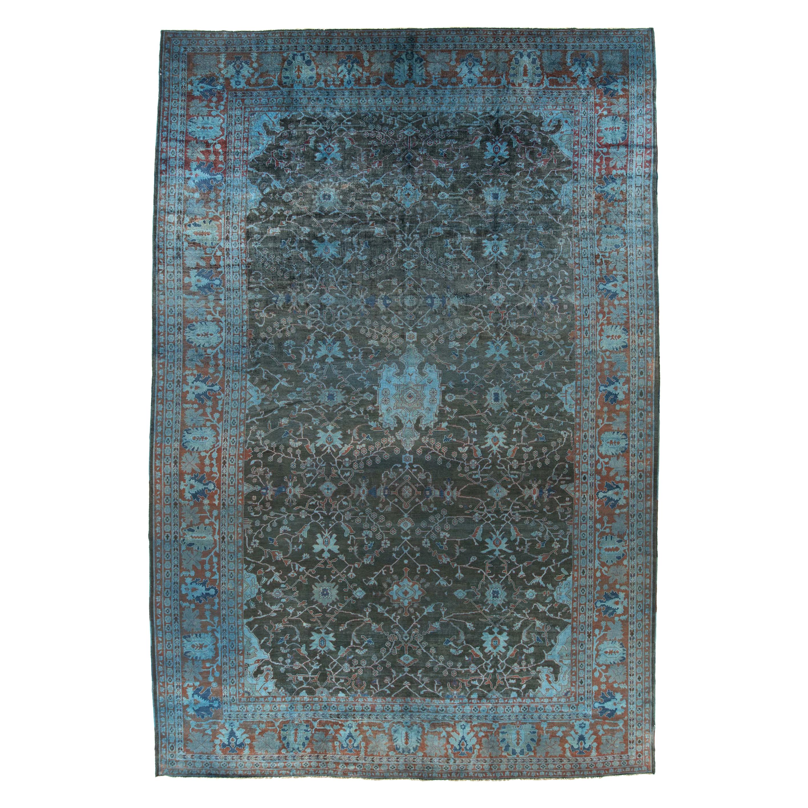 Transitional New Over-Dyed Blue Pakistan Large Rug For Sale