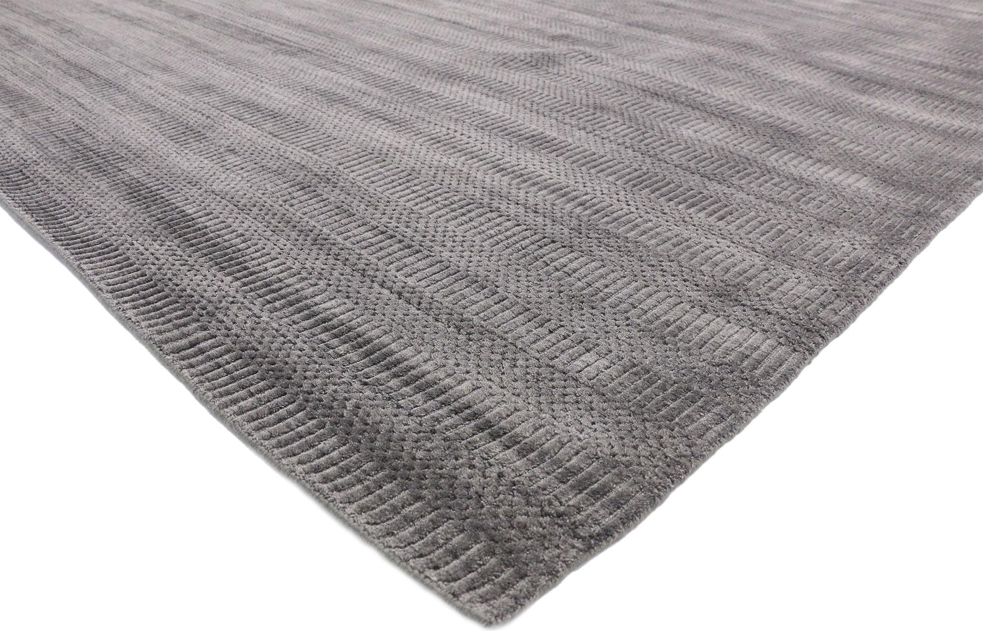 30439 New Transitional Gray Area Rug with Modern Danish Scandi Style. This transitional gray area rug emanates function and versatility with high style. Midcentury vibes meet Scandinavian design in this transitional gray area rug. The all-over
