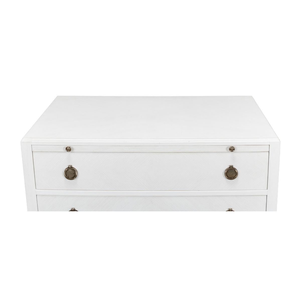 Modern Transitional Painted Oak Dresser, Working White For Sale