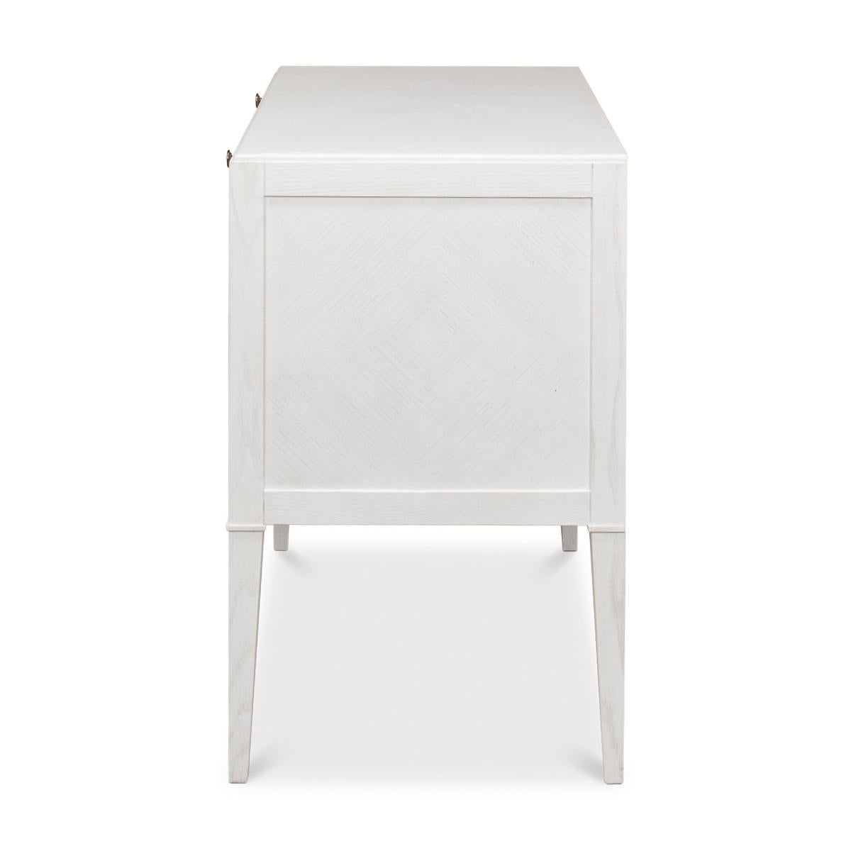 Contemporary Transitional Painted Oak Dresser, Working White For Sale