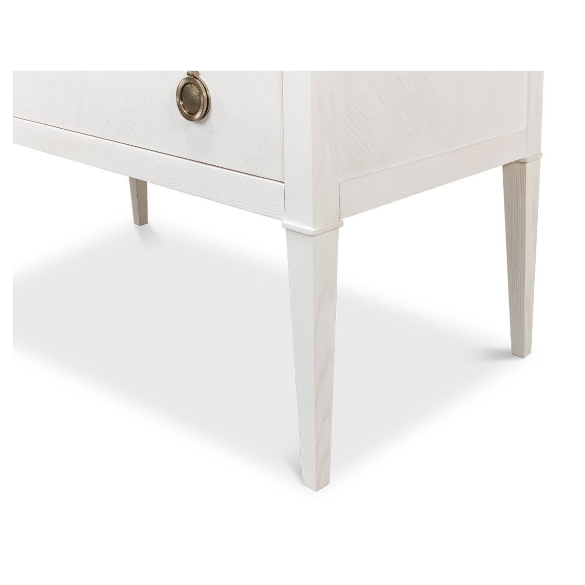 Transitional Painted Oak Dresser, Working White For Sale 1