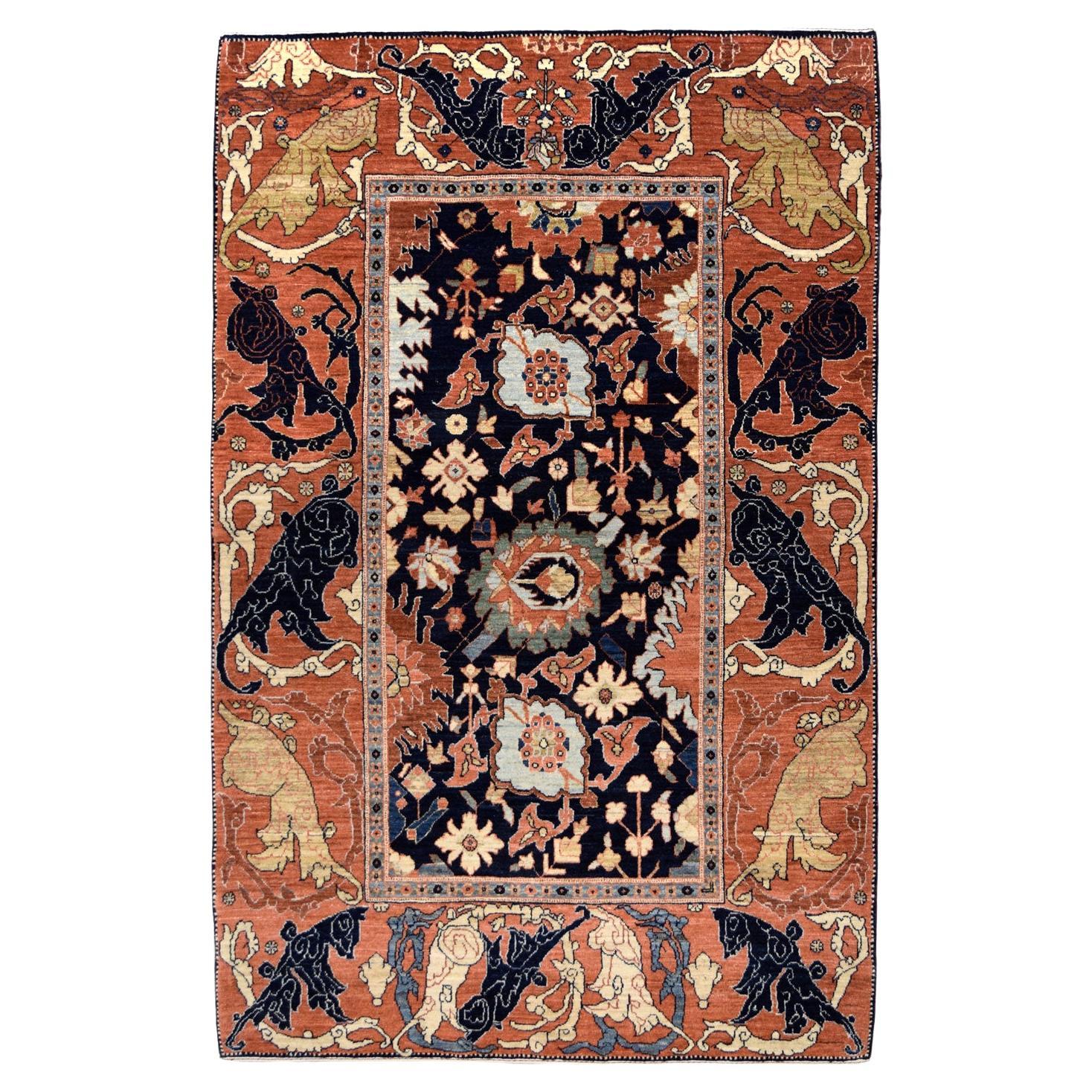 Wool, Hand-knotted Transitional Persian Bakhshaysh Rug, Multicolored, 4' x 6' For Sale