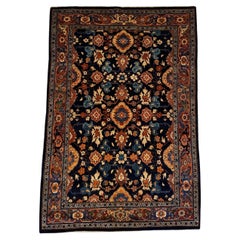 Transitional Persian Carpet, Indigo, Red, and Blue Wool, 4
 x 6
, Modern/Classic
