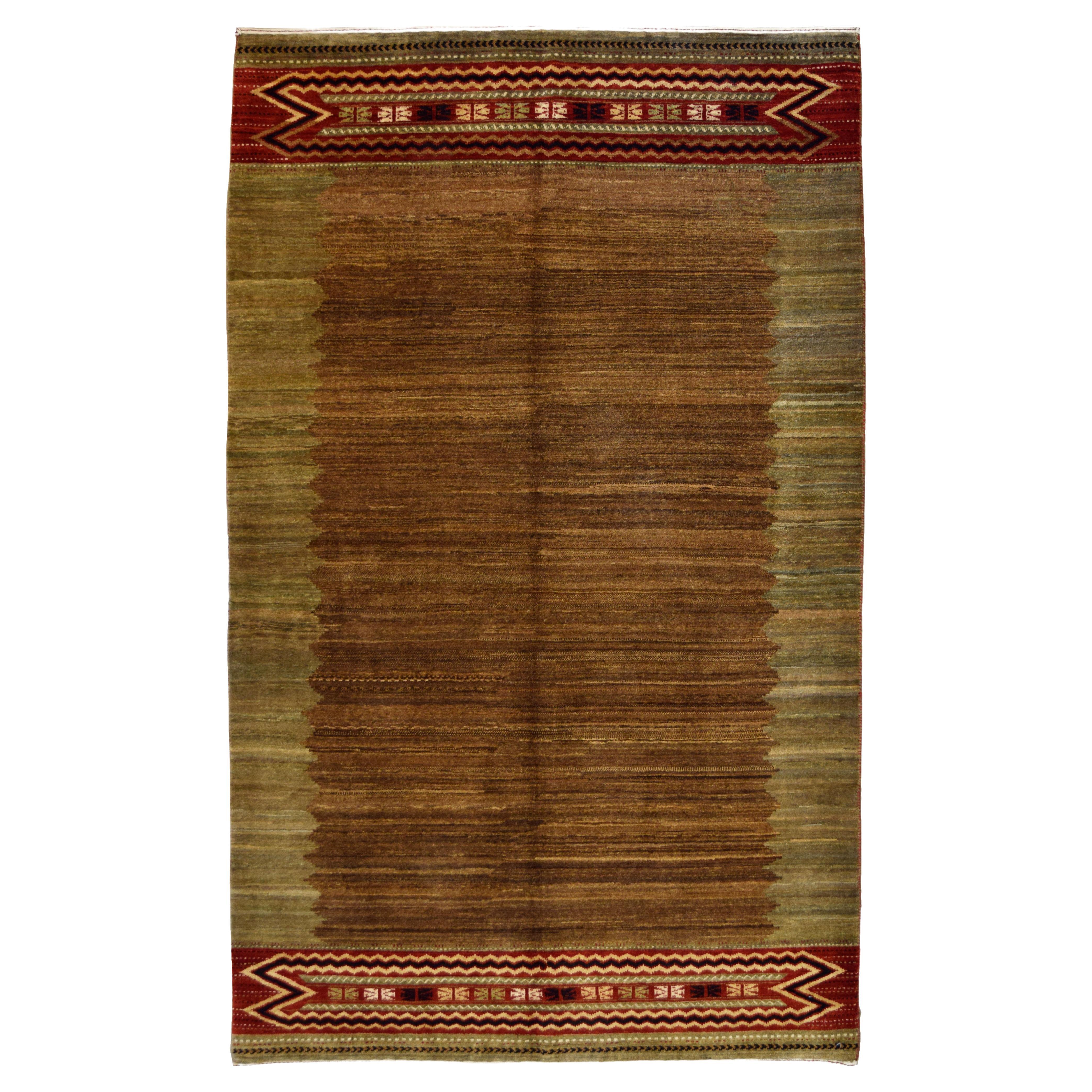 Greene & Greene Greene & Greene, Brown, Wool Transitional Persian Qashqai Tribal Rug, 4' x 6'