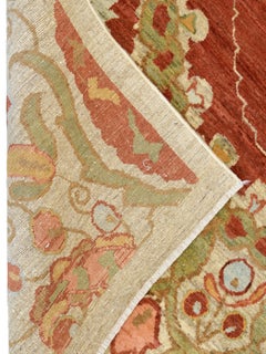 Transitional Persian Wool Rug, Floral Pattern in Terracotta and Sage, 4' x 6'