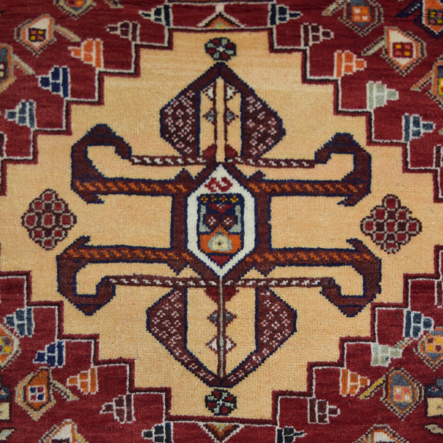 Vegetable Dyed Vintage 1930s Wool Persian Kashkouli Tribal Rug, 4' x 6' For Sale